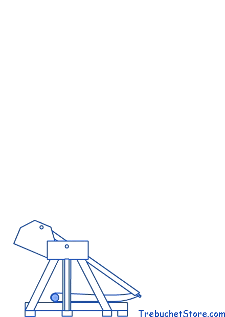 Trebuchet Catapult Animation -  Animated trebuchet showing the complete firing cycle including the counterweight path and sling release.